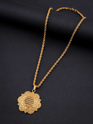 Divastri Gold Plated chian and pendant set Gold-plated Brass Pendant Set
