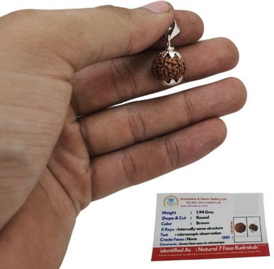Haven gemsstone Original 7 Mukhi Nepali Rudraksha Seven Face Rudraksh Silver Brass, Wood Pendant Set