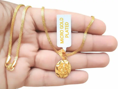 KAAYRA Ovale Shape Ganapati ji Pendant With 24 inch Gold Plated Chain for Man and Women Gold-plated Brass Pendant Set