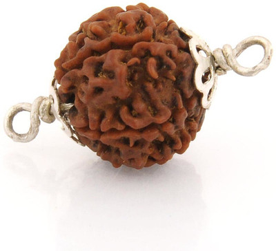 Gems Jewels Online 7 Mukhi / 7 faced Rudraksha Natural with Lab Certificate Silver Wood Pendant
