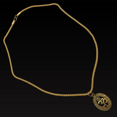 FLY PL STORE Most Demanded Shiv Trishul OM Dotted Locket Pendant With Chain For Unisex Gold-plated Brass, Alloy Pendant Set