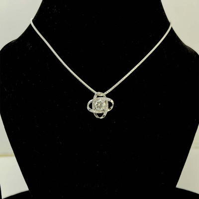 Luckjary Eternal Pendant Rhodium Cubic Zirconia Silver Pendant