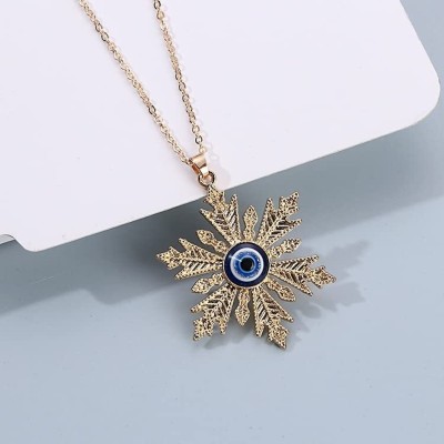STYLE KRAFT Evil Eye Star Leaf pendant necklace chain for women girls Birthday Gift Gold-plated Pearl Alloy, Stainless Steel Pendant Set