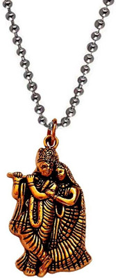 Armoise Lord Shree Brass Radha Krishna With Silver Chain PendantSet Gold-plated Stainless Steel Pendant Set