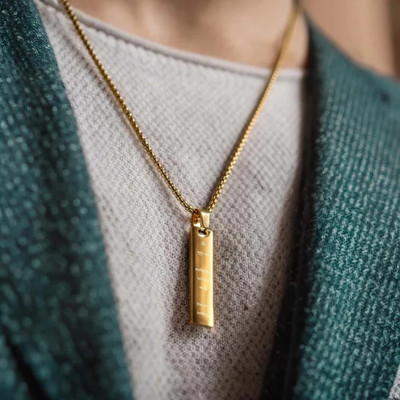 SPYRONIX REAL TREASURE Gayatri Mantra Bar Pendant – Brass | Sanskrit Engraving Gold-plated Brass Pendant