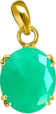 PTM Emerald (Panna) 7.25 Ratti or 6.5 Ct Natural Gemstone Five Metal Gold-plated Alloy Pendant