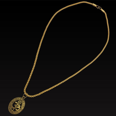 ASTHA Bhakti JEWELLERY Most Demanded Lord Sri Shiv Trishul OM Dotted Locket Pendant With Chain Gold-plated Beads Brass, Alloy Pendant