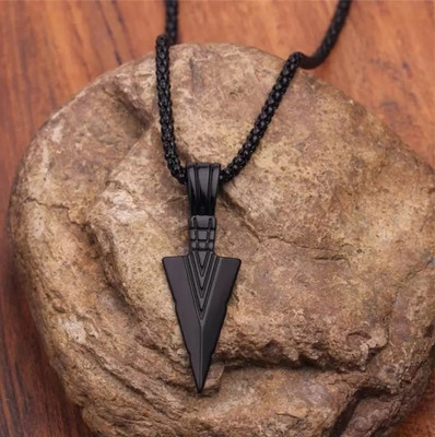 m a enterprises F 448_new_JSE-ck-blk arrw_393 Black Silver Stone Pendant Set