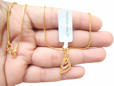 SAPNAPALACE LAYERED DESIGNER PENDANT WITH BOX CHAIN Gold-plated Brass Pendant