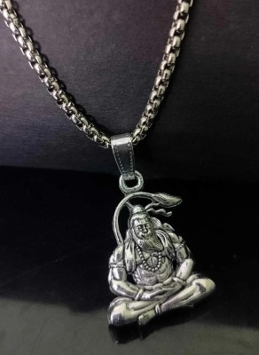 Divine rudras Silver plated Hanuman bajrangbali balaji locket chain for boy/men &girls/women Silver Stainless Steel Pendant