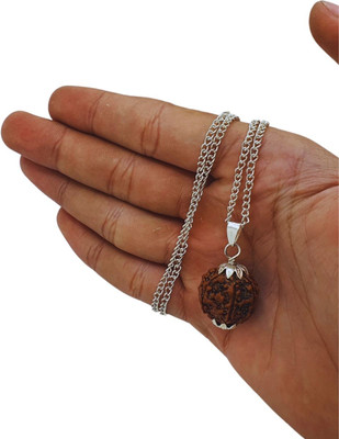 Shade Creation six Mukhi Rudraksha Pendant / Original Nepali 6 Mukhi Rudraksha Silver Beads Brass, Wood Locket