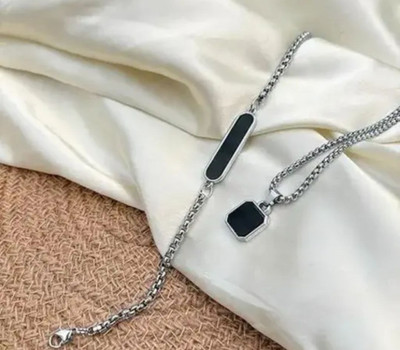 Icandies Sliver coin Stone Pendant Set