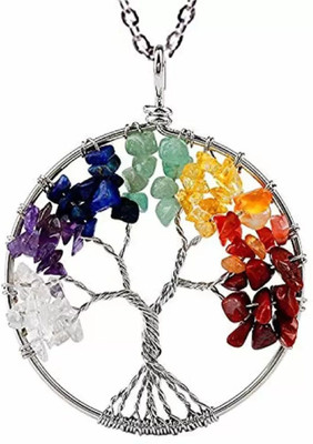 Ruhi Collection 7 Chakra Tree of life Pendant with Chain For Men & Boys Titanium Stainless Steel Pendant
