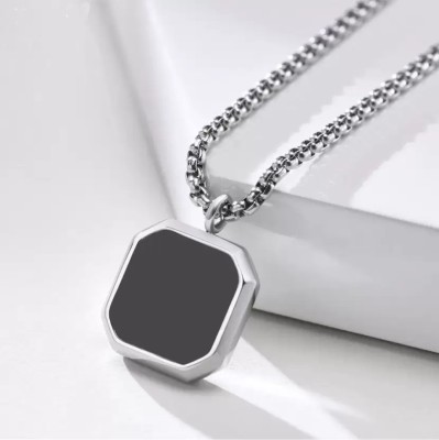 pasu fashion Silver Square Locket for Men Silver Stainless Steel Pendant