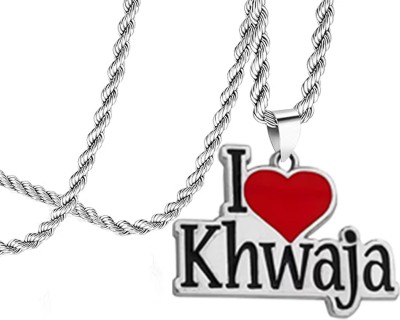 Sullery God Allah Quran Islamic I Love Khwaja Letter Heart Design Pendant Zinc, Metal Pendant