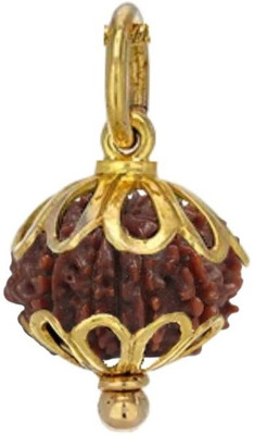 Fine Creation 10 Mukhi Certified Original Pure Rudraksha Form Nepal For Men & Women Gold-plated Wood Pendant