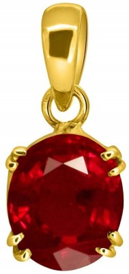 kirti sales 13.25 Ratti Ruby (Maanik/Manikya Stone Gold Pendant) AAA Quality Gemstone Gold-plated Ruby Brass Pendant