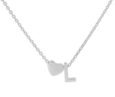 Maverick Niche Alphabet 'L' & Tiny Heart Pendant Chain; Gift For Girls Women (Silver) Metal, Alloy Pendant Set