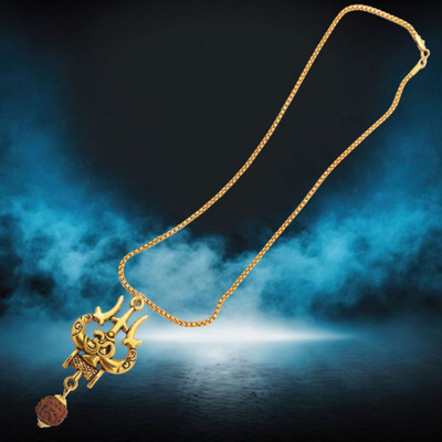 Fine Creation Most Beautiful Bhagwan Mahadev Dotted Locket Pendant With Chain Gold-plated Brass Pendant