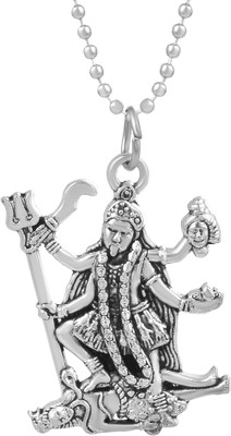 DULCI Silver Plated Goddess Kali, Mother Kali, Maa Kali Durga Chain Pendant Silver Brass Pendant
