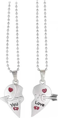 Diivine Hindu broken heart silver stainless steel pendant for couple gift Silver Stainless Steel Locket