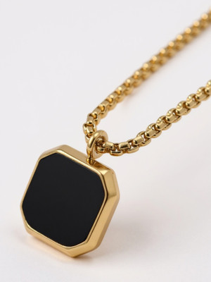 RAPPERSSHOP Hexagon Gold & Black Stainless Steel Pendant with Box Chain Gold-plated Stainless Steel Pendant Set