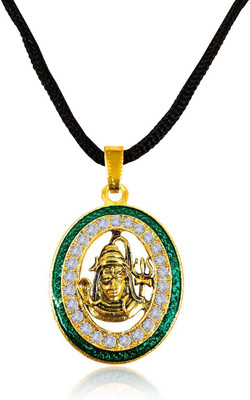 Adhvik Oval Shiva Mahadev Shankar Face Head With Trishul Snake Locket Pendant With Dori Stainless Steel Pendant