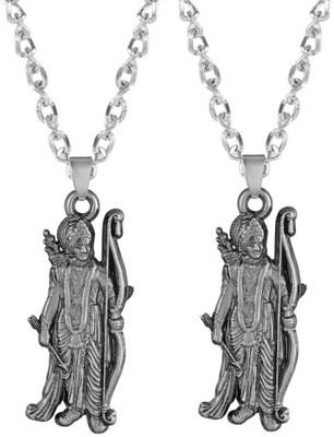 BigWheels (2 Pcs) Hindu God Jai Shri Ram With Teer/Baan & Dhanush Pendant Locket Necklace Stainless Steel Pendant Set