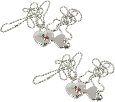 Shiv Jagdamba Valentine Day Gift Heart Shape Couple Pendant With Chain Stainless Steel Pendant Set