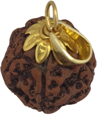 JangraBro 6 Mukhi Rudraksha Lab Certified Gold-plated Beads Brass, Wood Pendant