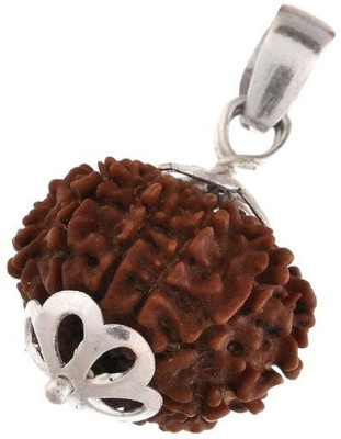 Kuttumb Gems & Jewels Lab Certified Natural 7 Mukhi Rudraksha Bead Nepali 7 Face Rudraksha Silver Brass Locket Set