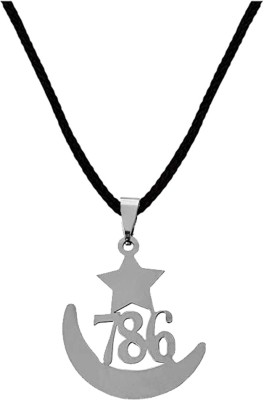 AFH Islamic Lucky Number 786 Star with Crescent Moon Silver Stainless Steel Pendant Stainless Steel Pendant