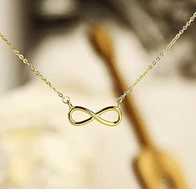 LOOM N BLOOM Dainty Gold Infinity Pendant Necklace, Chain Length 18 inches Gold-plated Alloy Pendant