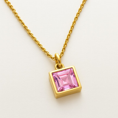 Ceylonmine01 Elegant Gold Chain Pendant with Pink Sapphire Durable & Versatile Women Necklace Gold-plated Sapphire Stone Pendant