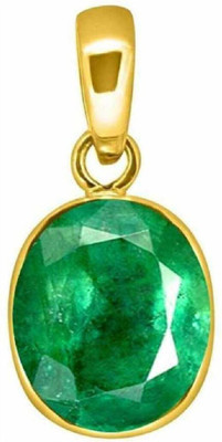 Gemzonite Certified Emerald (Panna) Pendant for Men & Women Gold-plated Emerald Stone Pendant