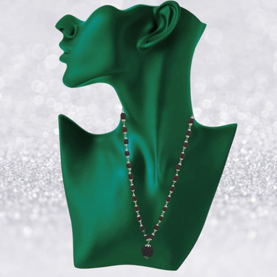 FLY PL STORE Most Demanded Ram Symbol Dotted Locket Pendant With Chain Gold-plated Beads Brass, Alloy Pendant Set