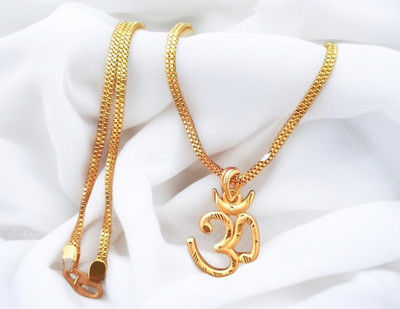 SAPNAPALACE OM GOLD PENDANT WITH CHAIN Gold-plated Brass Pendant