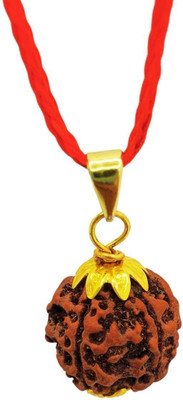 robbanmant 4 Mukhi Rudraksha Rare Four Faces Rudraksha With Nepal Beads Gold-plated Beads Brass, Wood Locket