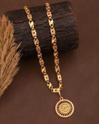 JIYANSHI ENTERPRISE Suryanarayan Golden & Bishcut Dil Chain Gold-plated Diamond Alloy Pendant Set