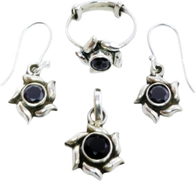 jsaj Round Shape Locket Or Pendant Set In Hanging Style In Hanging Style Sterling Silver Onyx Sterling Silver Pendant Set