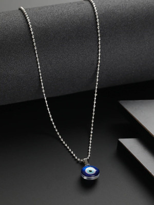 Whitechimes Evil eye pendant with chain, Blue Turkish Glass for Women & Men Metal Locket