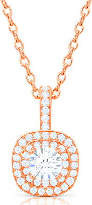 GEMSLAY Square Halo Pendant Necklace with Cushion Frame and CZ Rose Gold-plated Rhodium Cubic Zirconia Brass Pendant