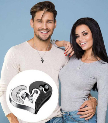 Astrootalk I Love You Heart Locket With Chain for Boyfriend And Girlfriend. Silver Alloy Pendant Set