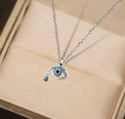 MEENAZ evil eye pendant for women girls necklace design Rose gold neck Chain Locket ad Platinum, Sterling Silver Zircon, Crystal, Diamond, Cubic Zirconia Metal, Alloy, Copper, Brass, Stainless Steel, Silver Pendant