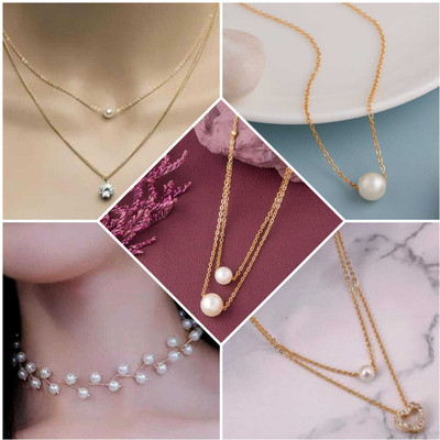 ELCETRATD JEWELLERY glossy pendant locket set for girls Gold-plated Cubic Zirconia Alloy Locket Set