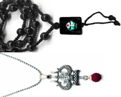 Dynamic Retail Global Religious Jewelry Mahakal Shiva Trishul Mahadev Locket Cotton Dori Pendant m-60j Crystal Locket Set