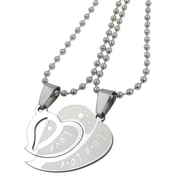 SAIIZEN couple heart shape pendant necklace valentine day pendant for all Silver Stainless Steel Pendant