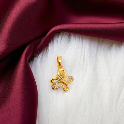 Pretty Queen Small Size Butterfly Pendant/Dollar For Chains For Women/Girls, 1 Gram Gold-plated Copper, Brass Pendant