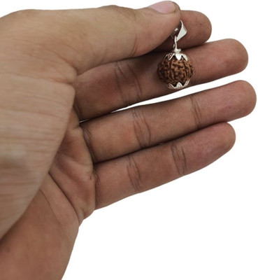 kripaurban Original 7 Mukhi Nepali Rudraksha Natural Seven Face Rudraksh Metal Capped Silver Wood Locket Set