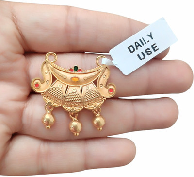 SAPNAPALACE MICRO GOLD PLATED MANAGALSUTRA PENDANT WITH 3 DEISGNER Gold-plated Brass Locket